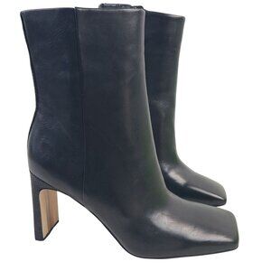 NEW Sam Edelman Anika Black Leather Heeled Ankle Boots 5.5M Square Toe